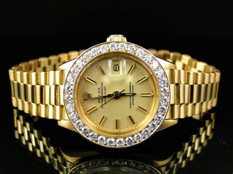 rolex gold women's watch used|18k gold Rolex women's watch.